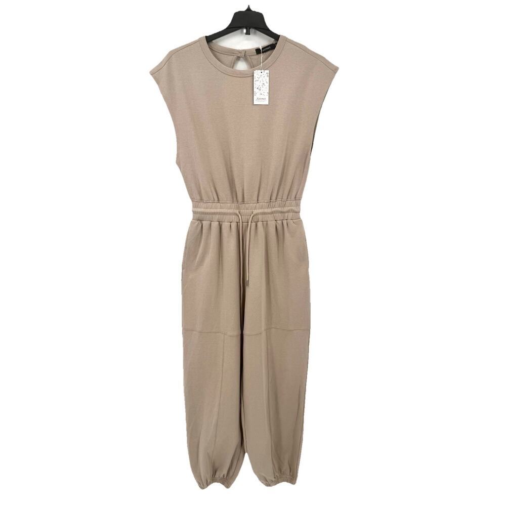 Automet Beige Women’s Size Medium Cap Sleeve Open Back Boho Jumper Romper - Picture 2 of 10